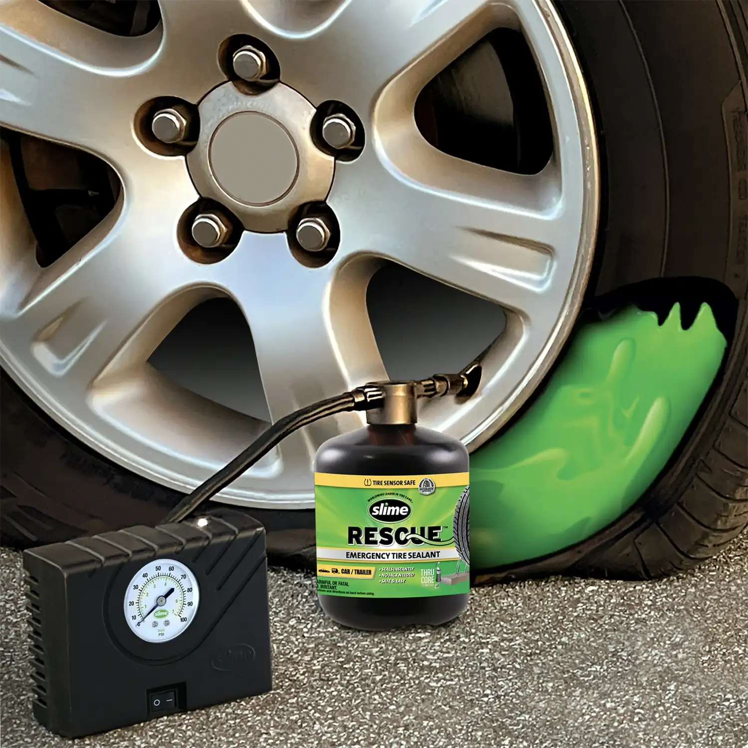 Slime Emergency Roadside Kit with Tire Inflator, Jumper Cables and Tire Sealant - Imagen 2